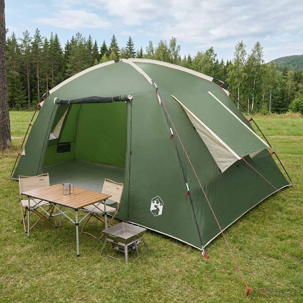 Hütten-Zelt Mit Dach Olivegrün 400 X 210 X 180 Cm Polyester