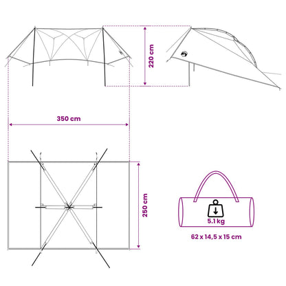 Autozelt 350 X 250 Cm Polyester Und Stahl