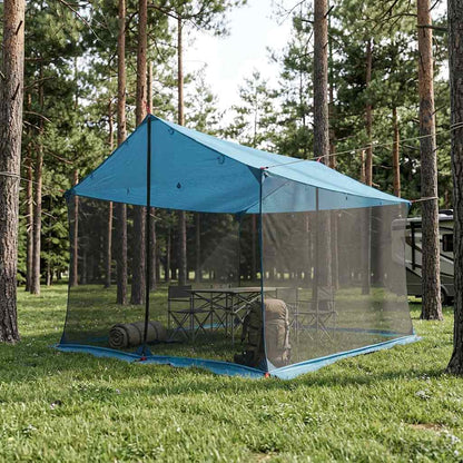 Camping-Tarp Mit Netzwänden Braun Grau 270 X 210 X 210 Cm