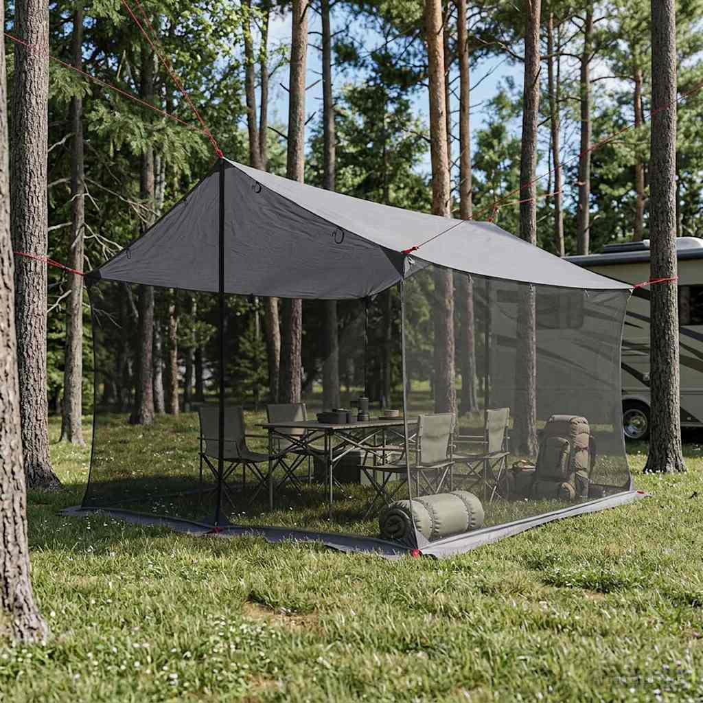 Camping-Tarp Mit Netzwänden Braun Grau 270 X 210 X 210 Cm