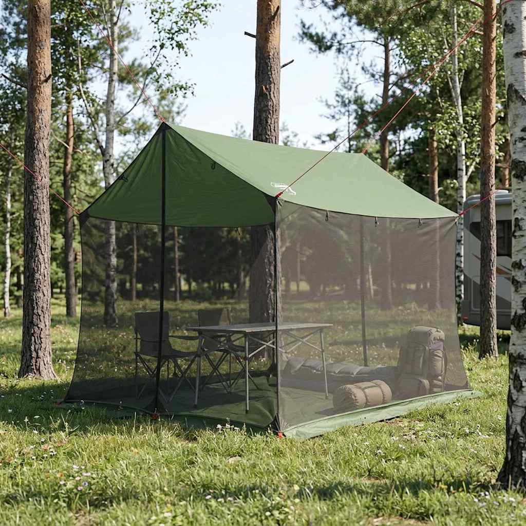 Camping-Tarp Mit Netzwänden Braun Grau 270 X 210 X 210 Cm