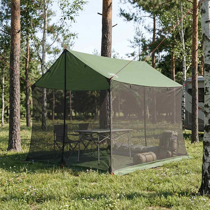 Camping-Tarp Mit Netzwänden Braun Grau 270 X 210 X 210 Cm