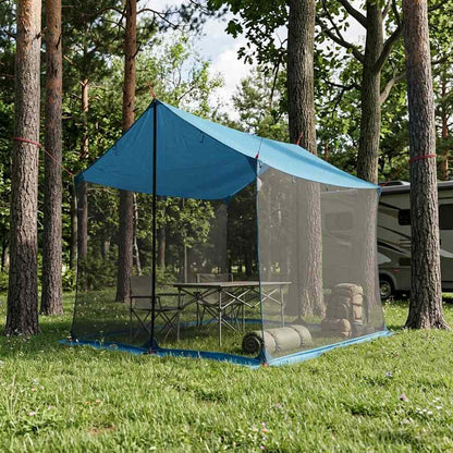 Camping-Tarp Mit Netzwänden Braun Grau 270 X 210 X 210 Cm