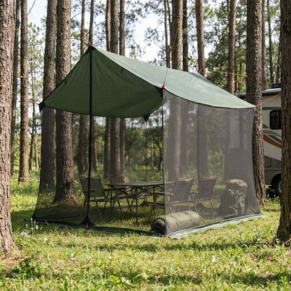 Camping-Tarp Mit Netzwänden Braun Grau 270 X 210 X 210 Cm