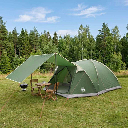Hütten-Zelt Mit Dach Braun Grau 4-Personen Polyester Und Stahl