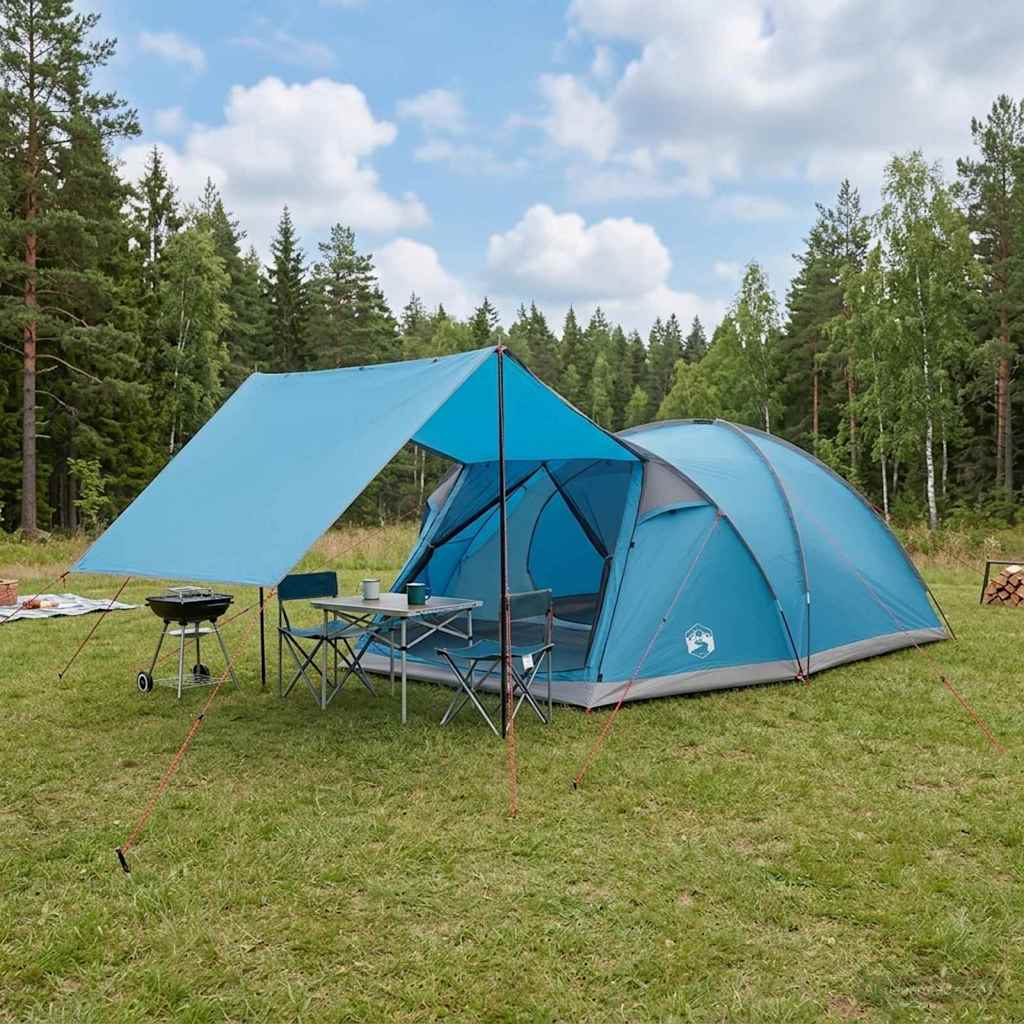 Hütten-Zelt Mit Dach Braun Grau 4-Personen Polyester Und Stahl