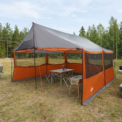 Familienzelt Braun Grau 600 X 400 X 268 Cm Polyester Und Stahl