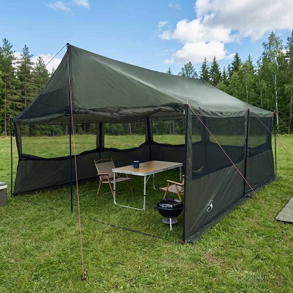 Familienzelt Braun Grau 600 X 400 X 268 Cm Polyester Und Stahl