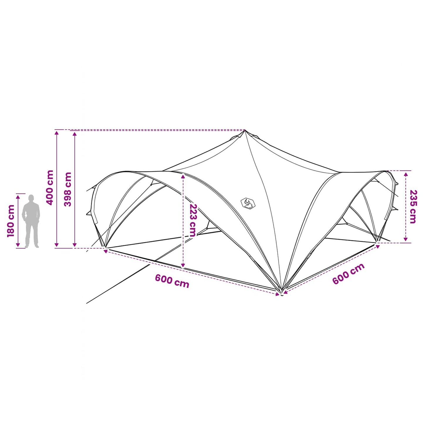 Party-Zelt 600 X 600 X 400 Cm Polyester Und Stahl