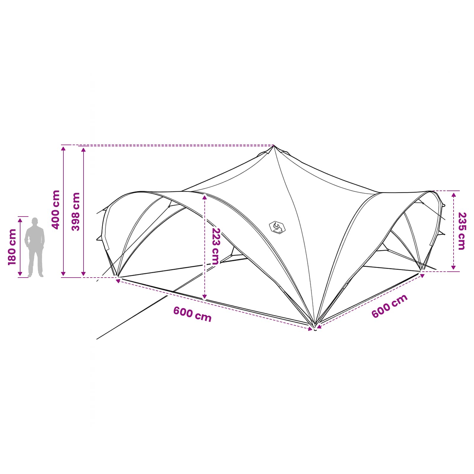 Party-Zelt 600 X 600 X 400 Cm Polyester Und Stahl
