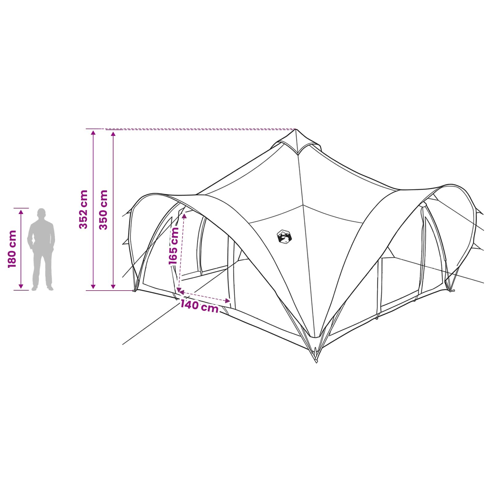 Tipi Zelt Mit Dach 18-Personen Polyester Und Stahl
