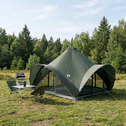 Tipi Zelt Mit Dach 6-Personen Polyester Und Stahl