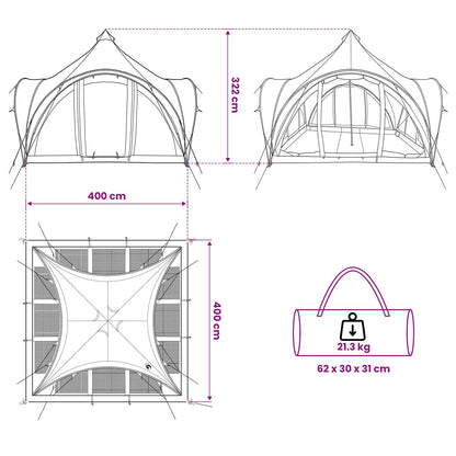 Tipi Zelt Mit Dach 6-Personen Polyester Und Stahl