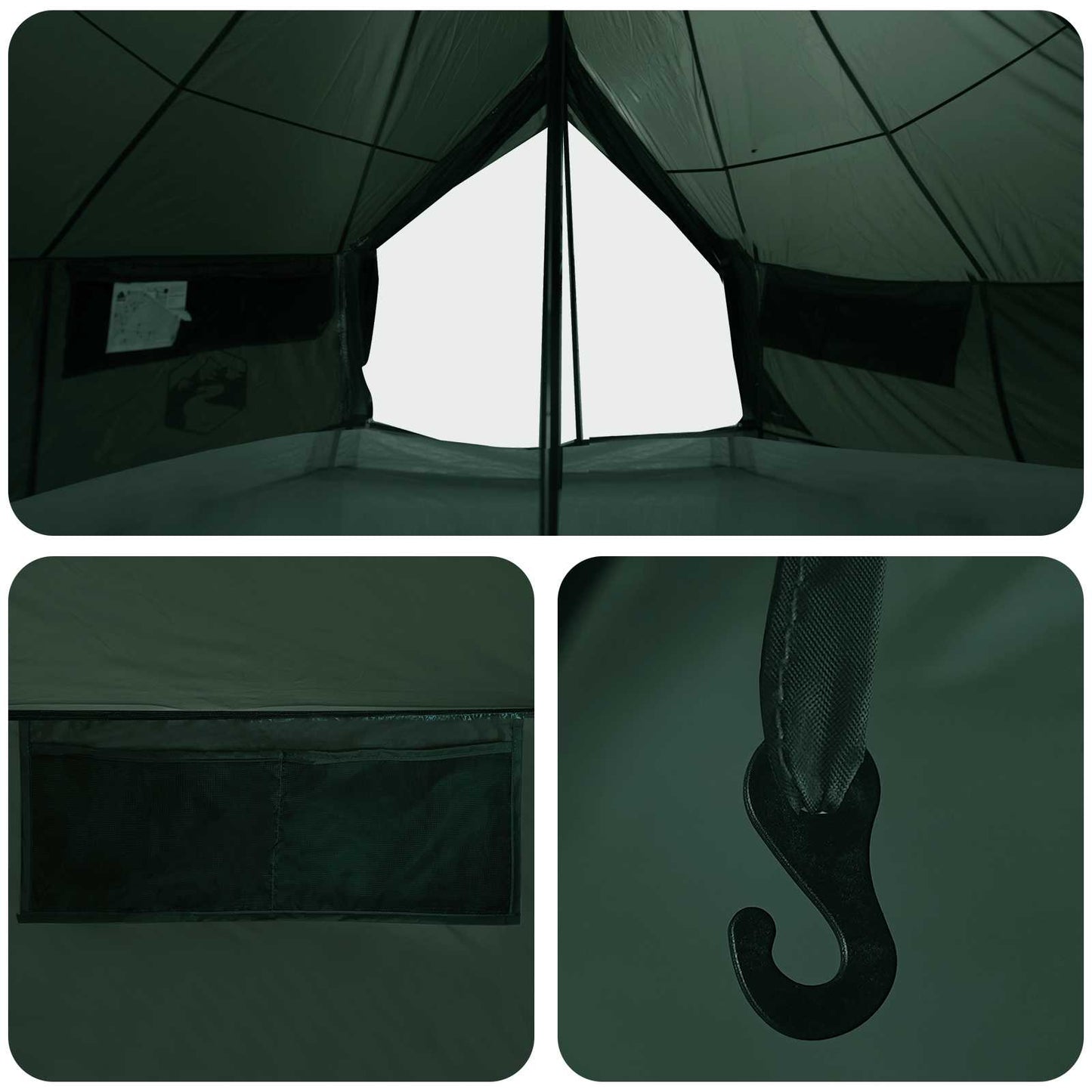 Tipi Zelt Olivegrün 700 X 700 X 395 Cm Polyester Und Stahl