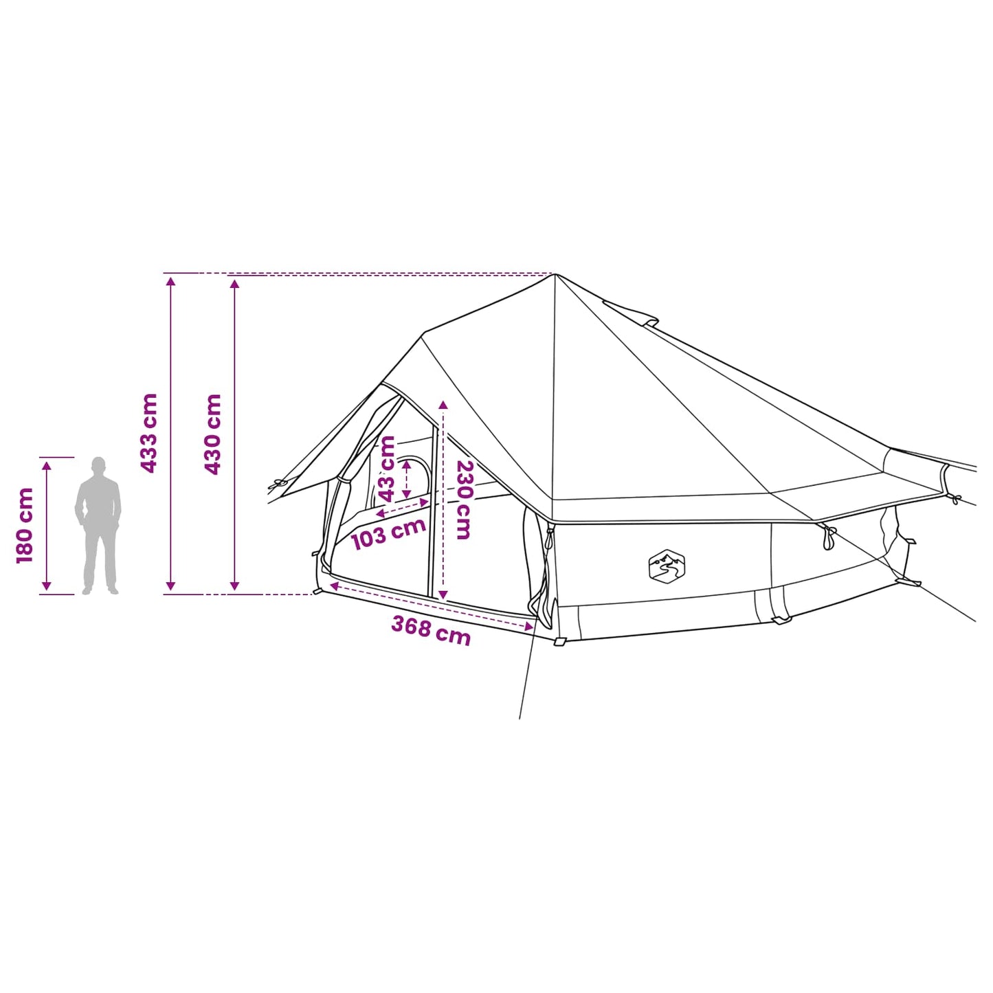 Tipi Zelt Mit Dach 800 X 800 X 430 Cm Polyester Und Stahl