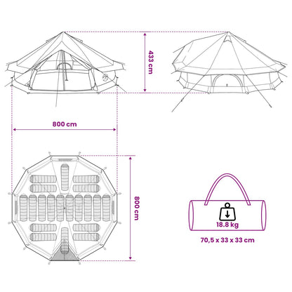 Tipi Zelt Mit Dach 800 X 800 X 430 Cm Polyester Und Stahl
