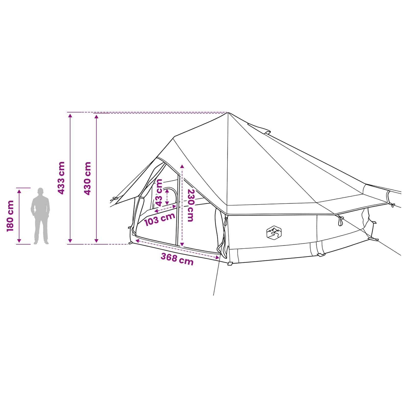 Tipi Zelt Mit Dach 800 X 800 X 430 Cm