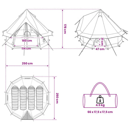 Tipi Zelt Mit Dach 250 X 250 Cm Polyester Und Stahl