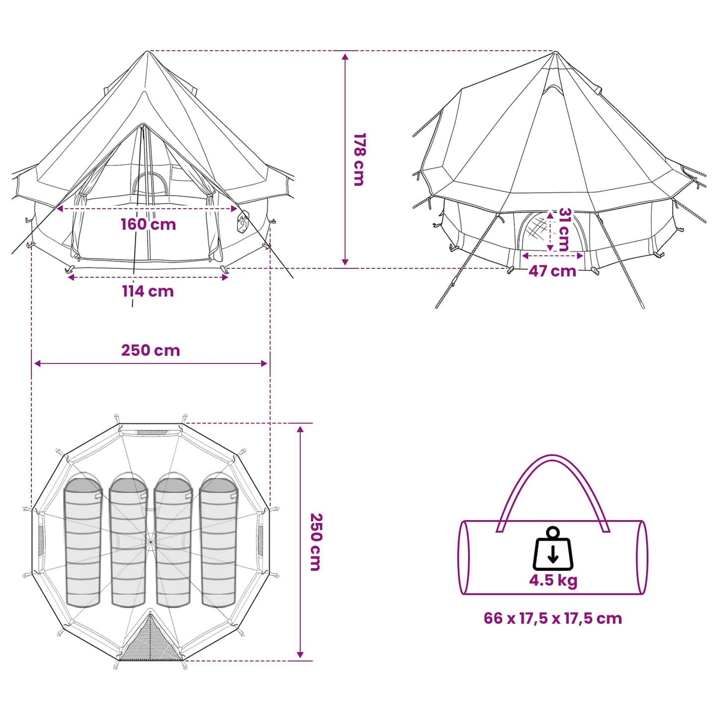 Tipi Zelt 250 X 250 Cm Polyester Und Stahl