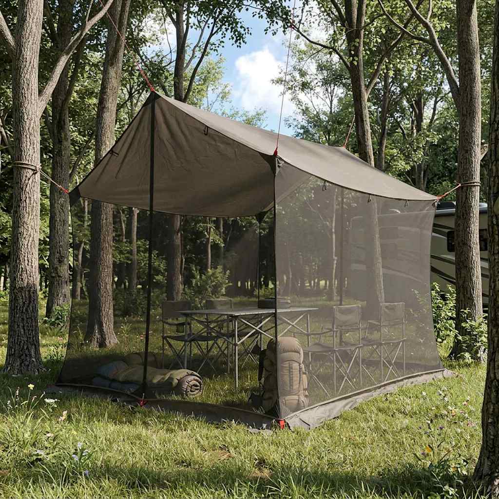 Camping-Tarp Mit Netzwänden Braun Grau 270 X 210 X 210 Cm