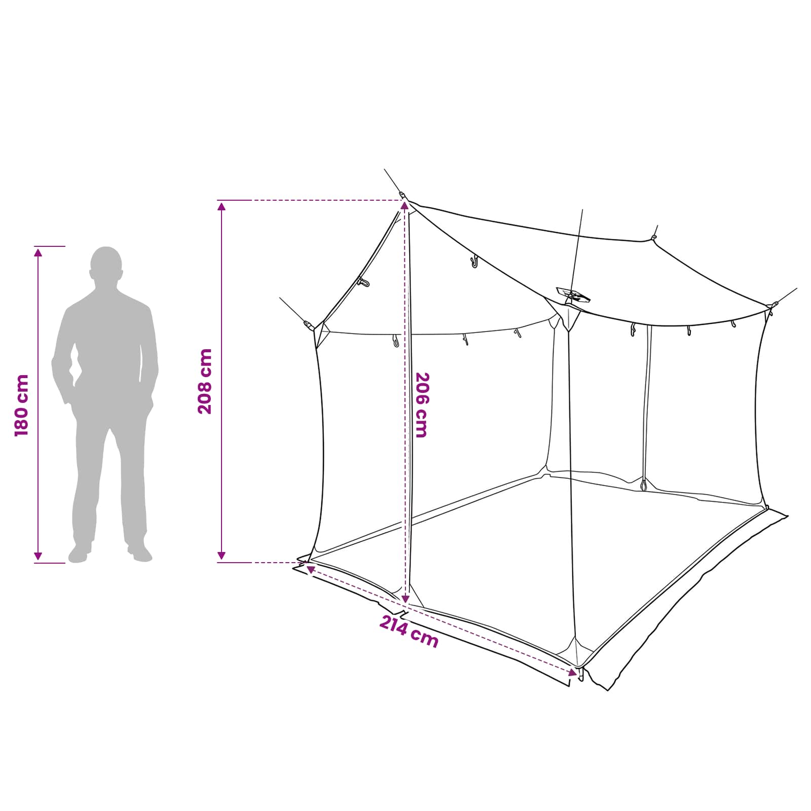 Camping-Tarp Mit Netzwänden Braun Grau 270 X 210 X 210 Cm