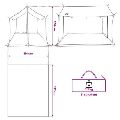 Camping-Tarp Mit Netzwänden Braun Grau 270 X 210 X 210 Cm