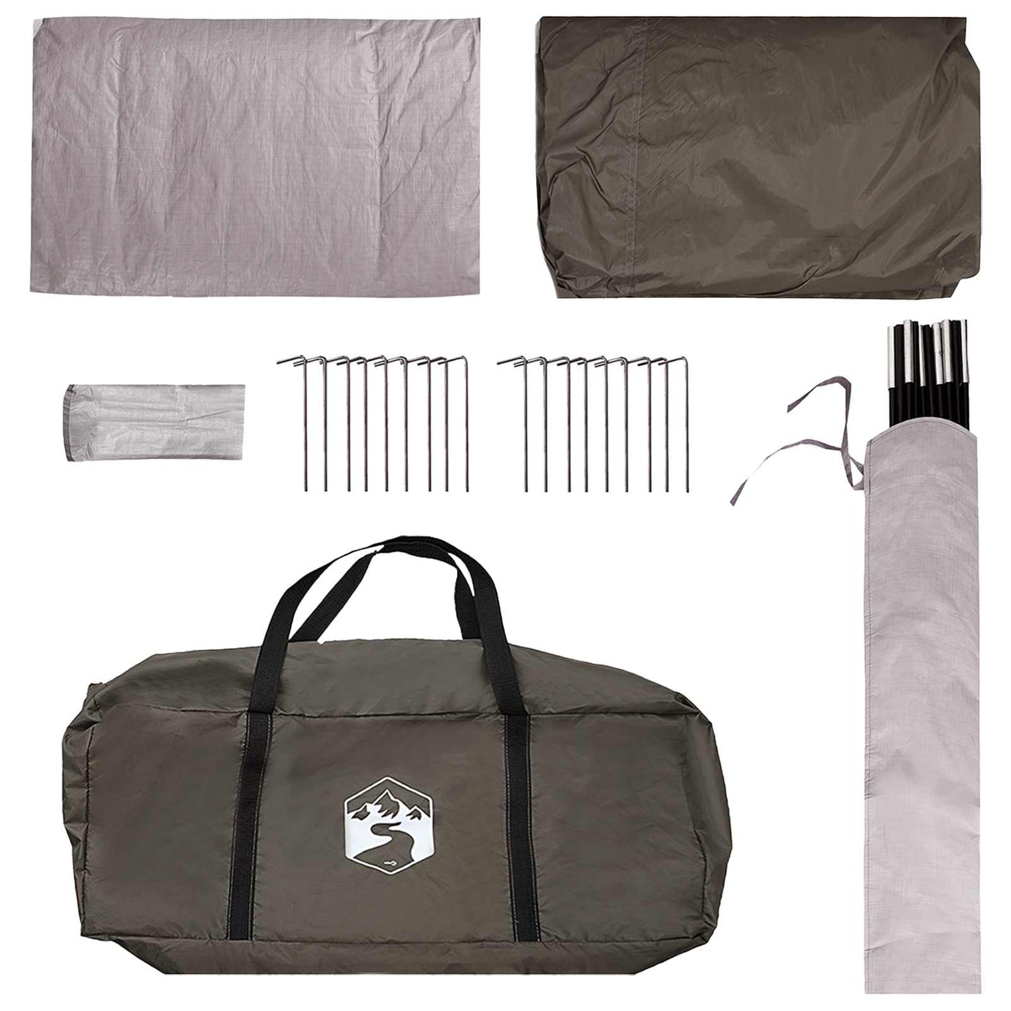 Hütten-Zelt Mit Dach Braun Grau 8-Personen Polyester Und Stahl