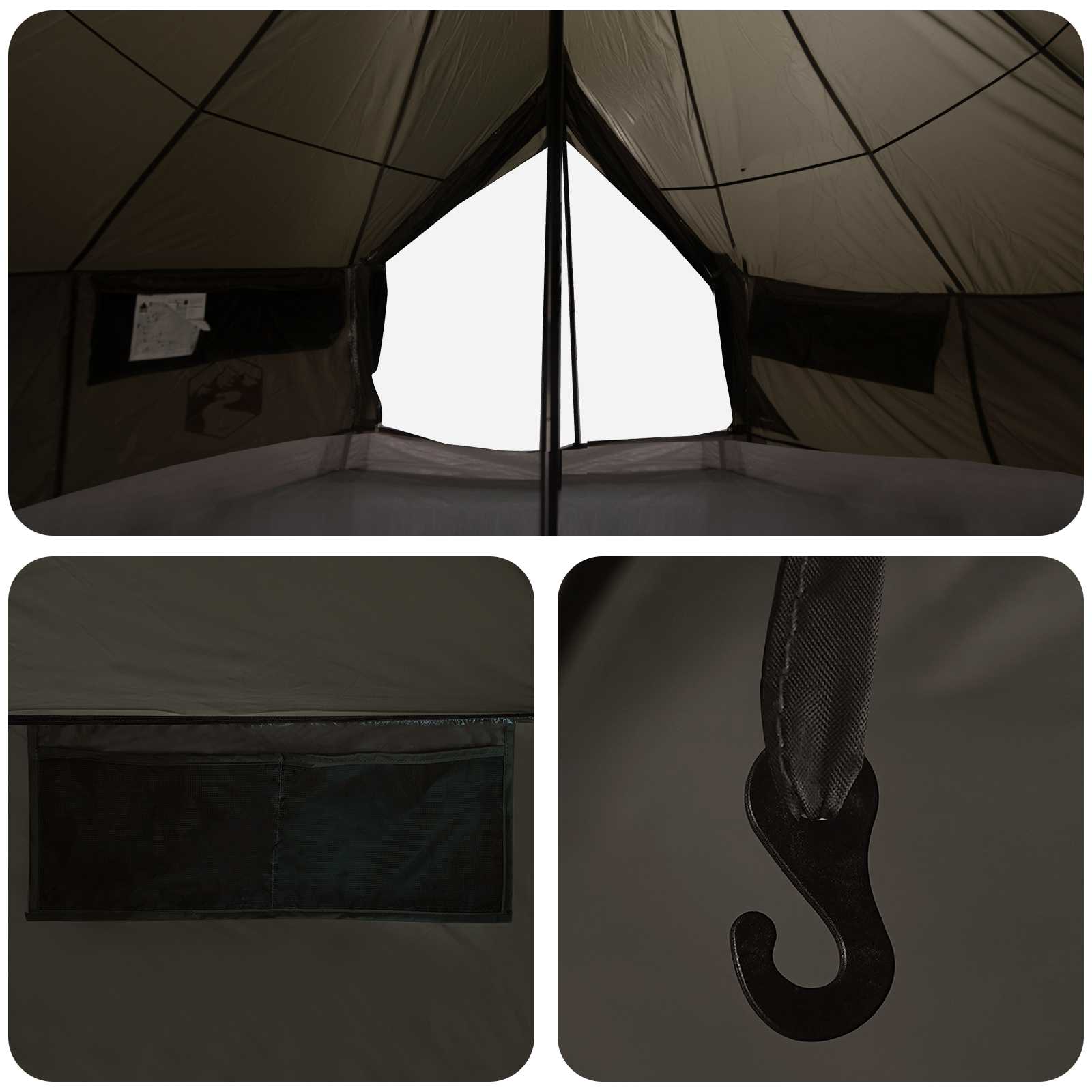 Tipi Zelt Braun Grau 800 X 800 X 430 Cm Polyester Und Stahl