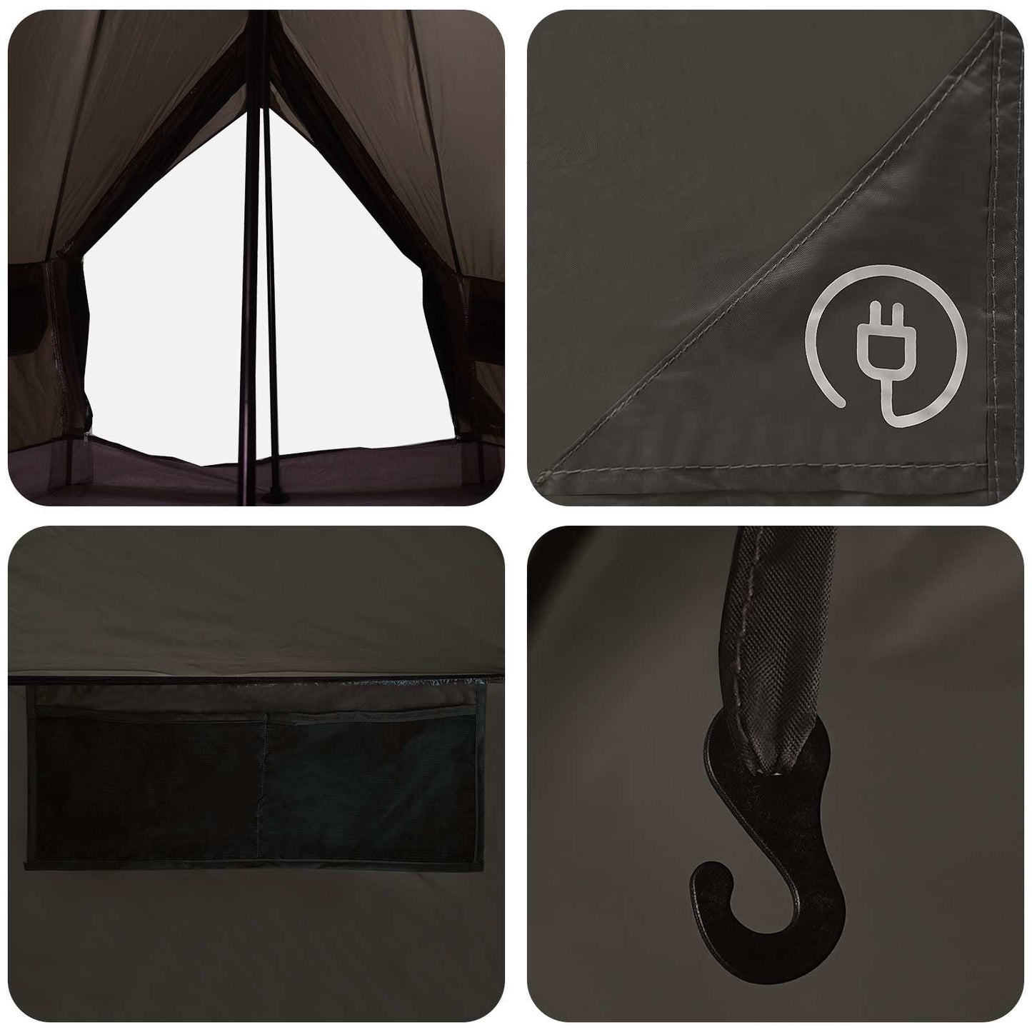 Tipi Zelt Mit Dach Braun Grau 250 X 250 Cm Polyester Und Stahl