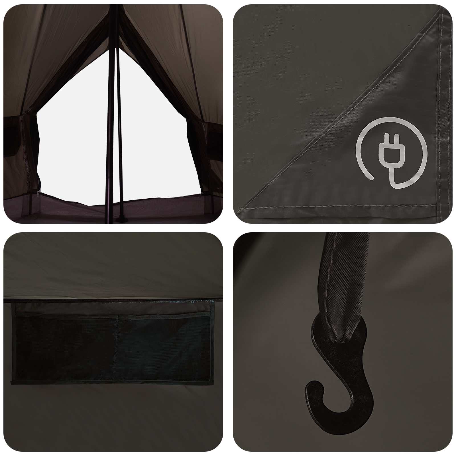 Tipi Zelt Mit Dach Braun Grau 250 X 250 Cm Polyester Und Stahl