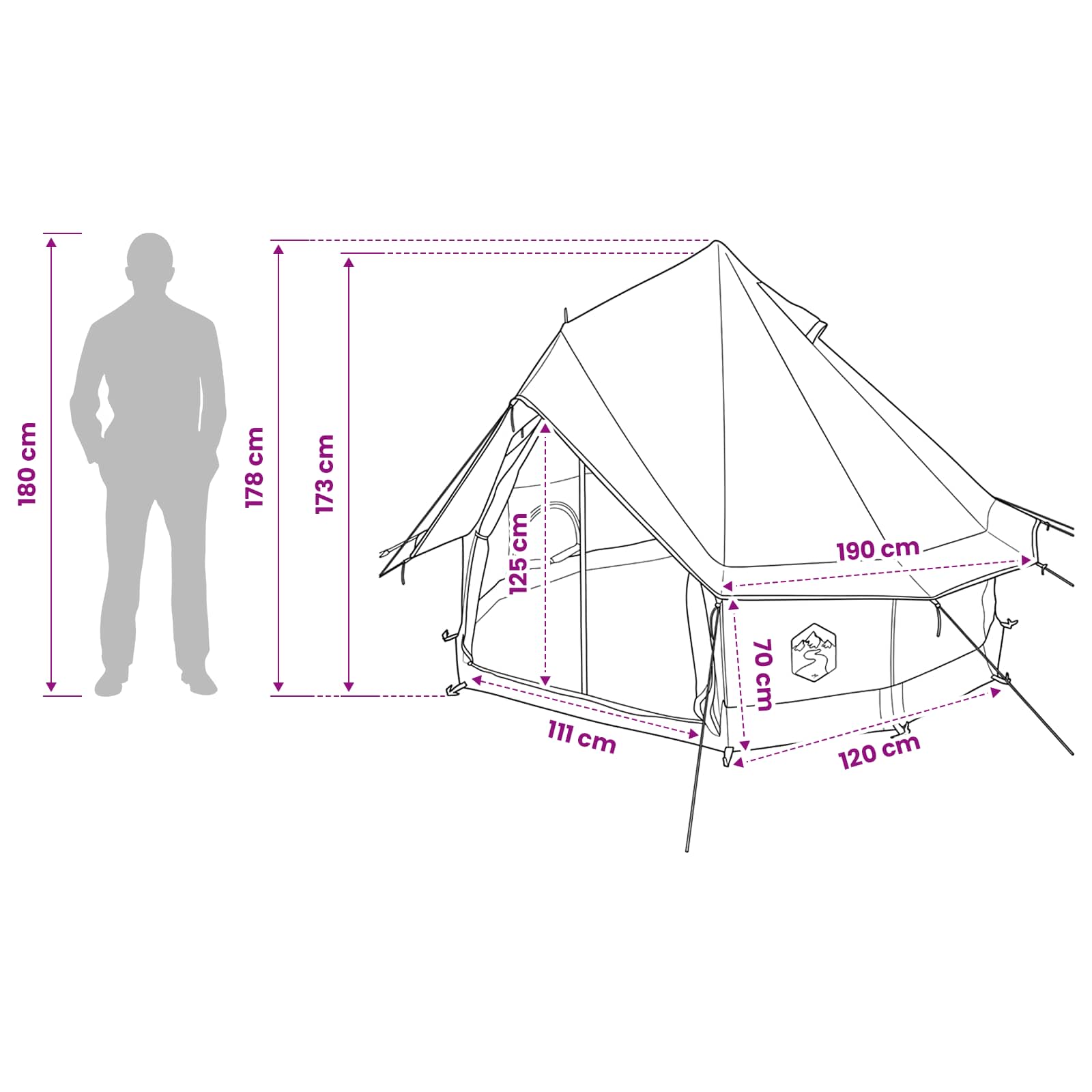 Tipi Zelt Mit Dach Braun Grau 250 X 250 Cm Polyester Und Stahl