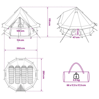 Tipi Zelt Mit Dach Braun Grau 250 X 250 Cm Polyester Und Stahl