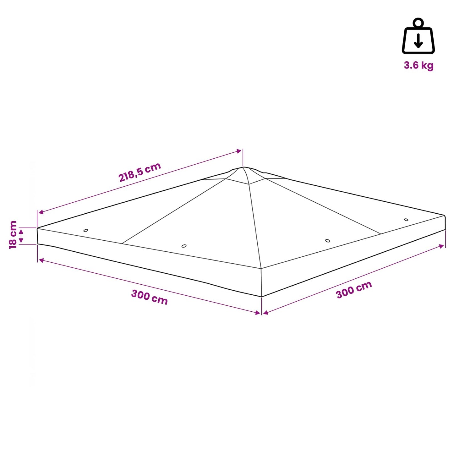 Pavillon Abdeckung 300 X 300 Cm Polyester Und Stahl