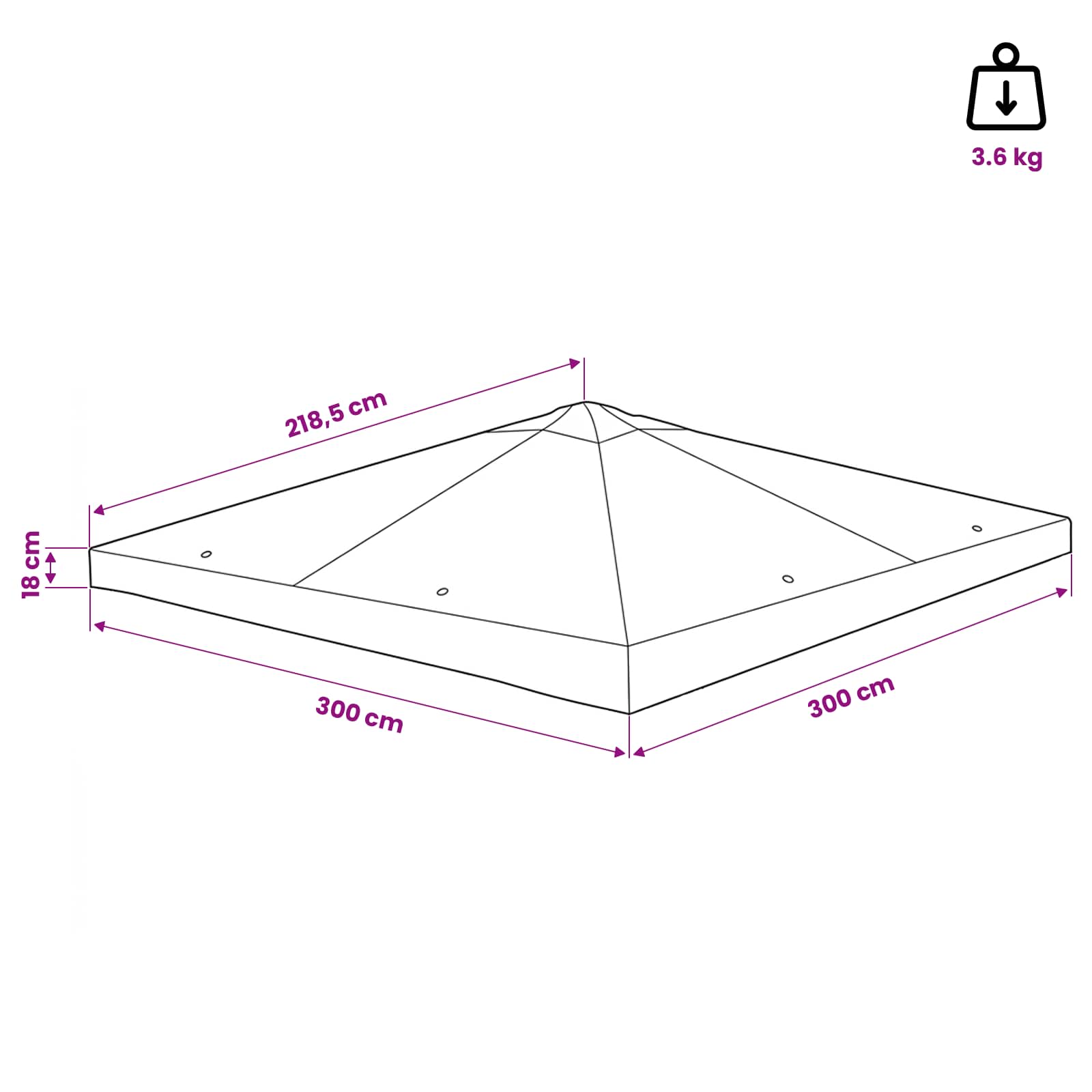 Pavillon Abdeckung 300 X 300 Cm Polyester Und Stahl