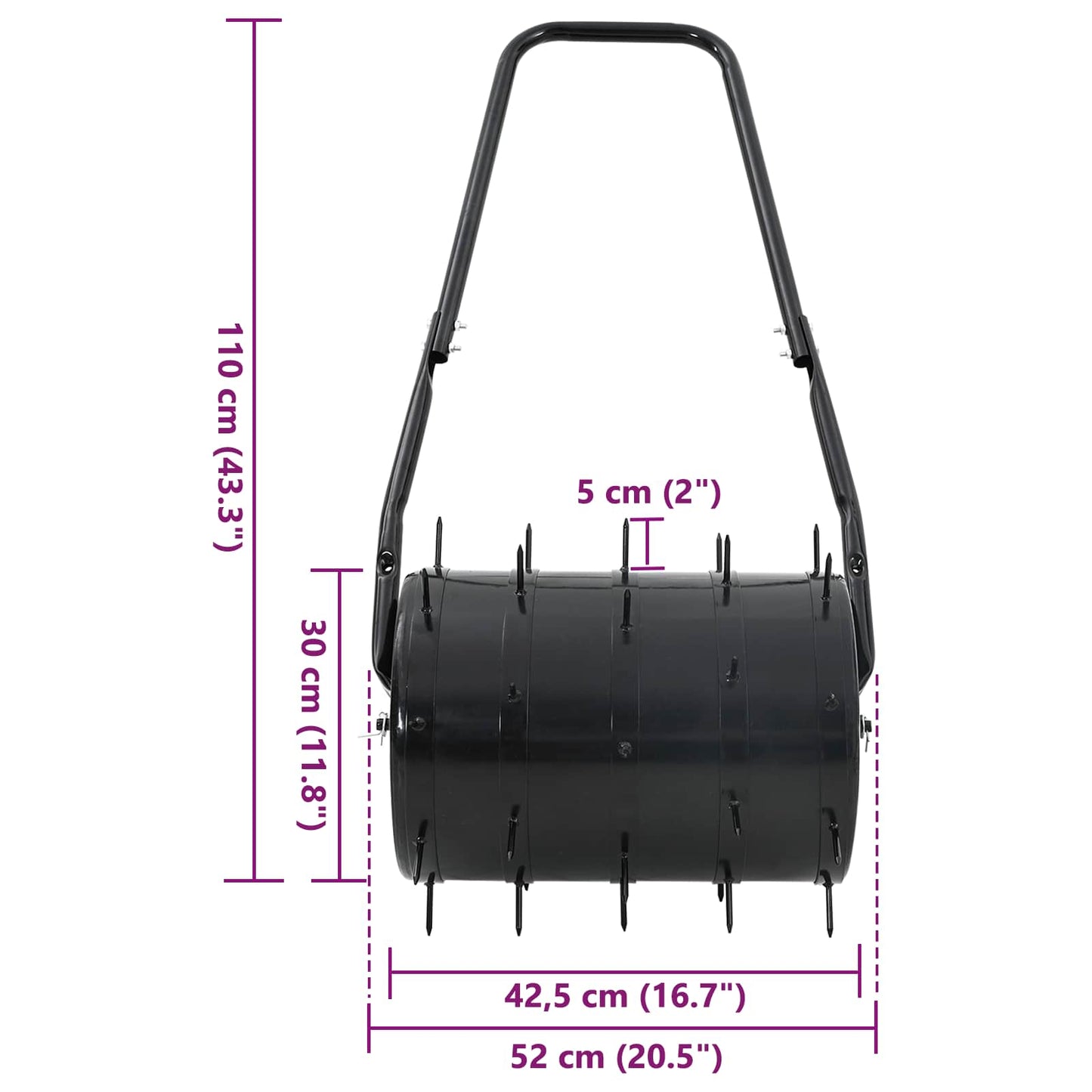 Rasenwalze Zum Ziehen Mit Belüftungs-Clips Schwarz 110 X 52 Cm