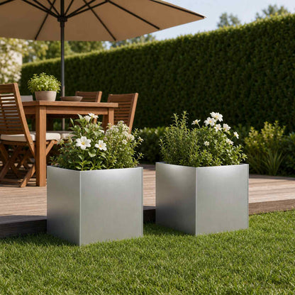 Garten-Pflanzgefäß 2 Stk. Silber