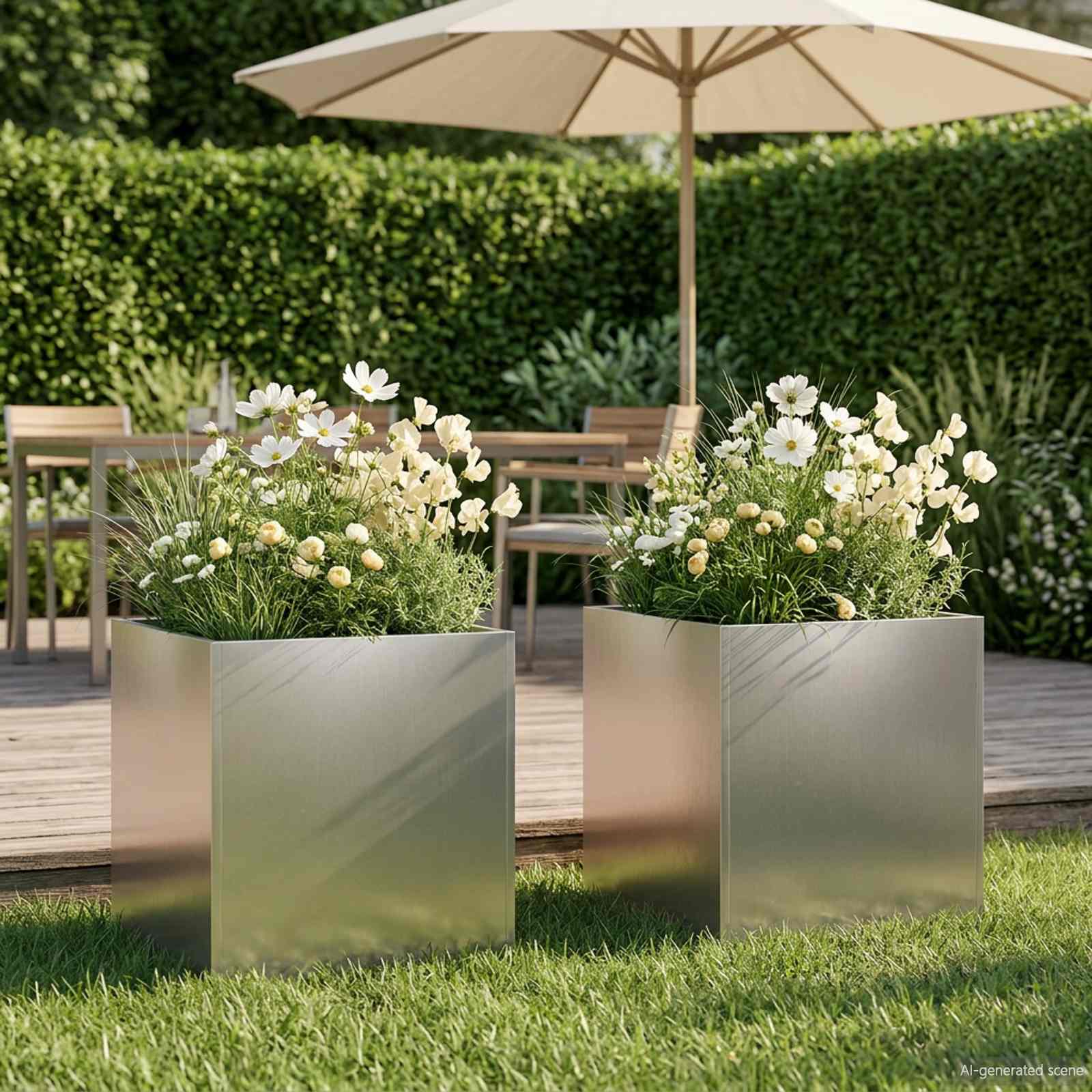 Garten-Pflanzgefäß 2 Stk. Silber