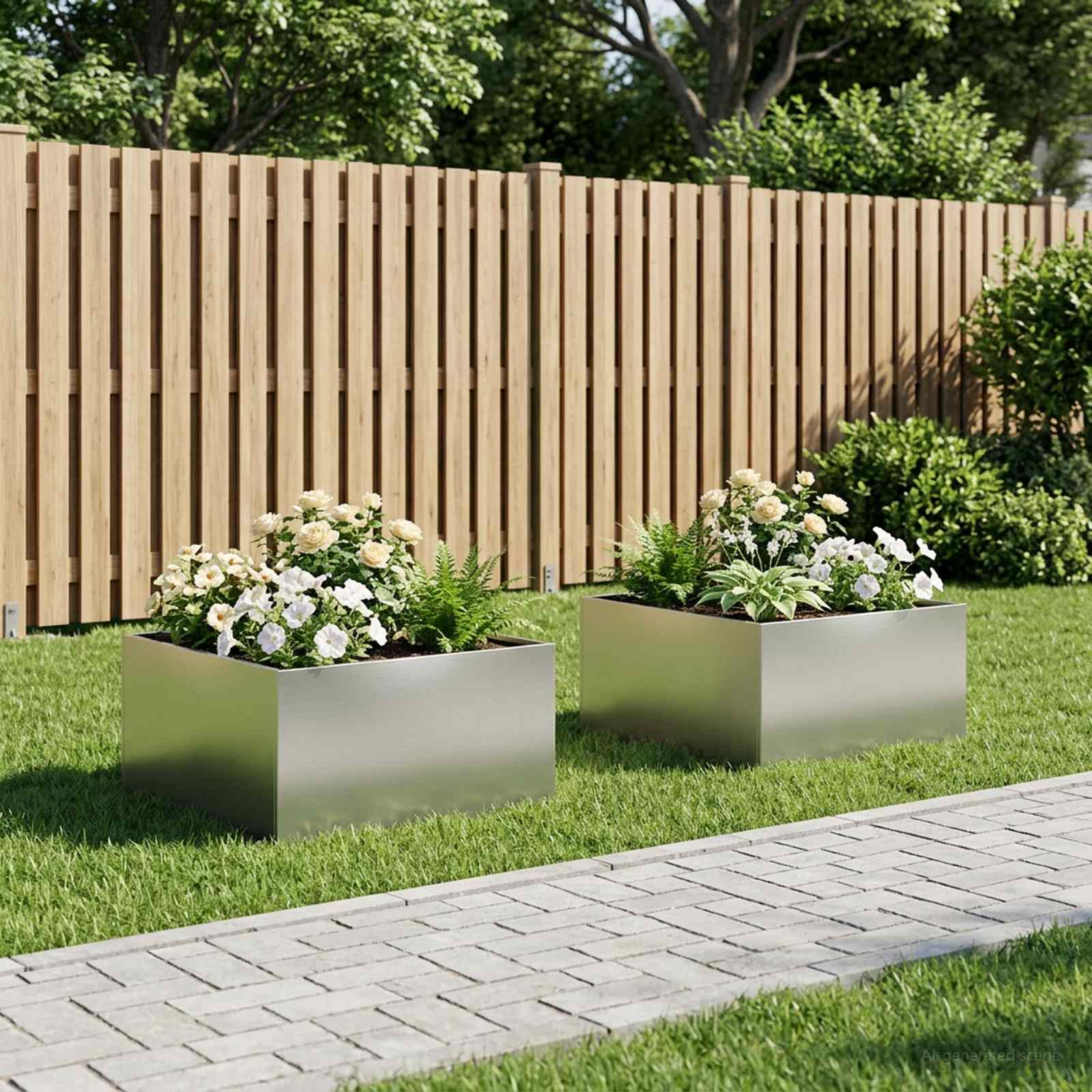 Garten-Pflanzgefäß 2 Stk. Silber