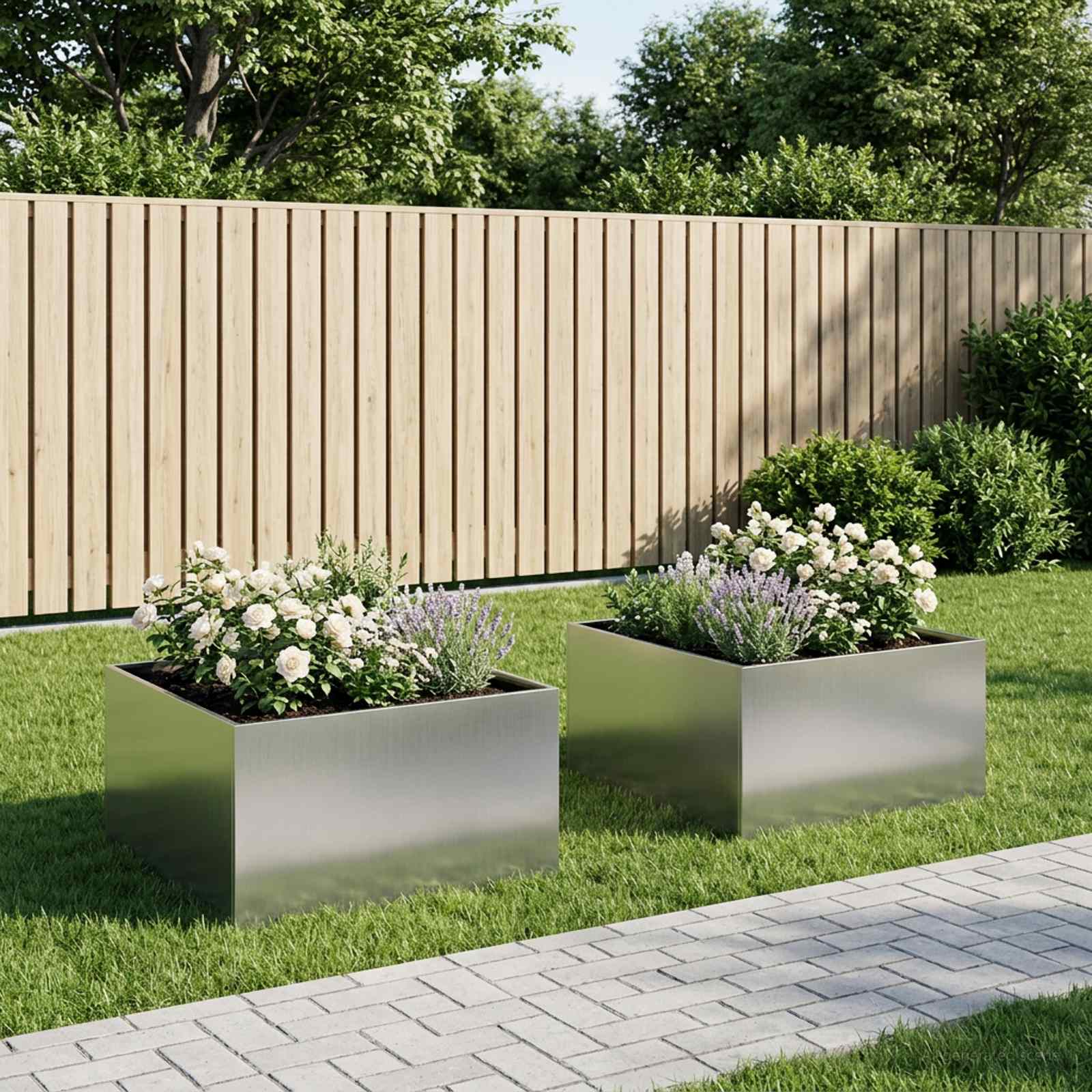 Garten-Pflanzgefäß 2 Stk. Silber