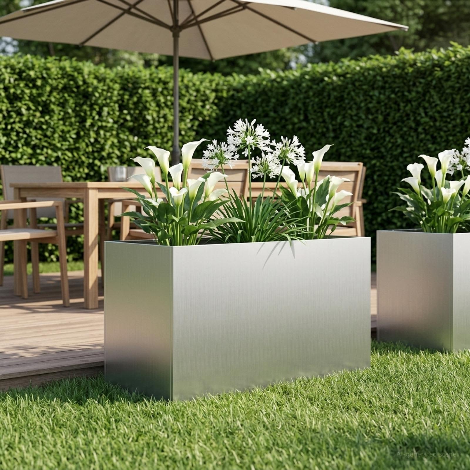 Garten-Pflanzgefäß Silber