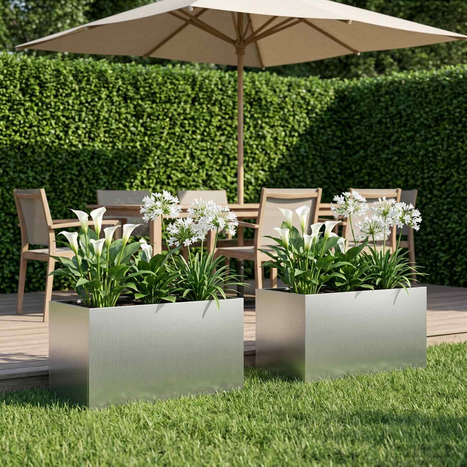 Garten-Pflanzgefäß 2 Stk. Silber