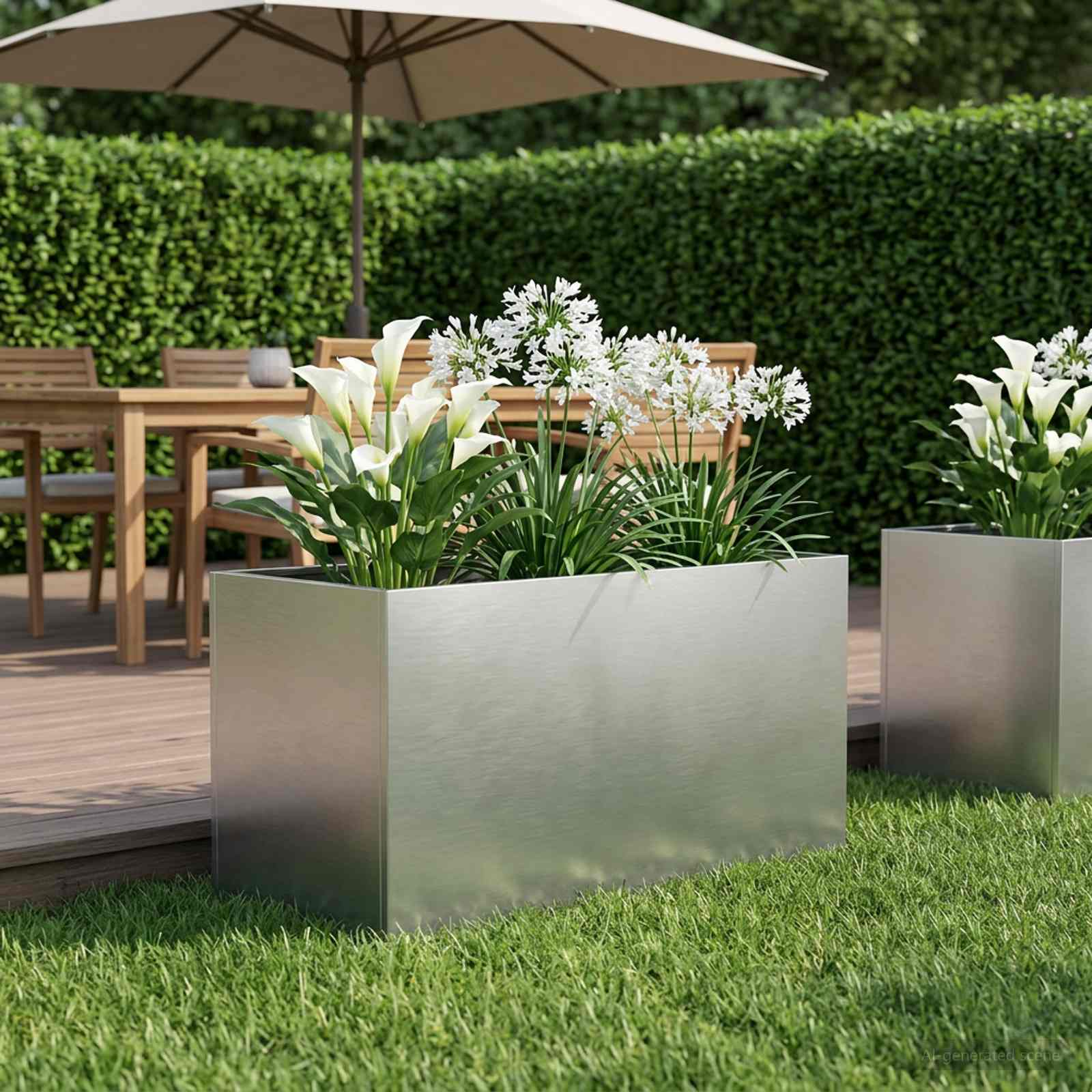 Garten-Pflanzgefäß Silber