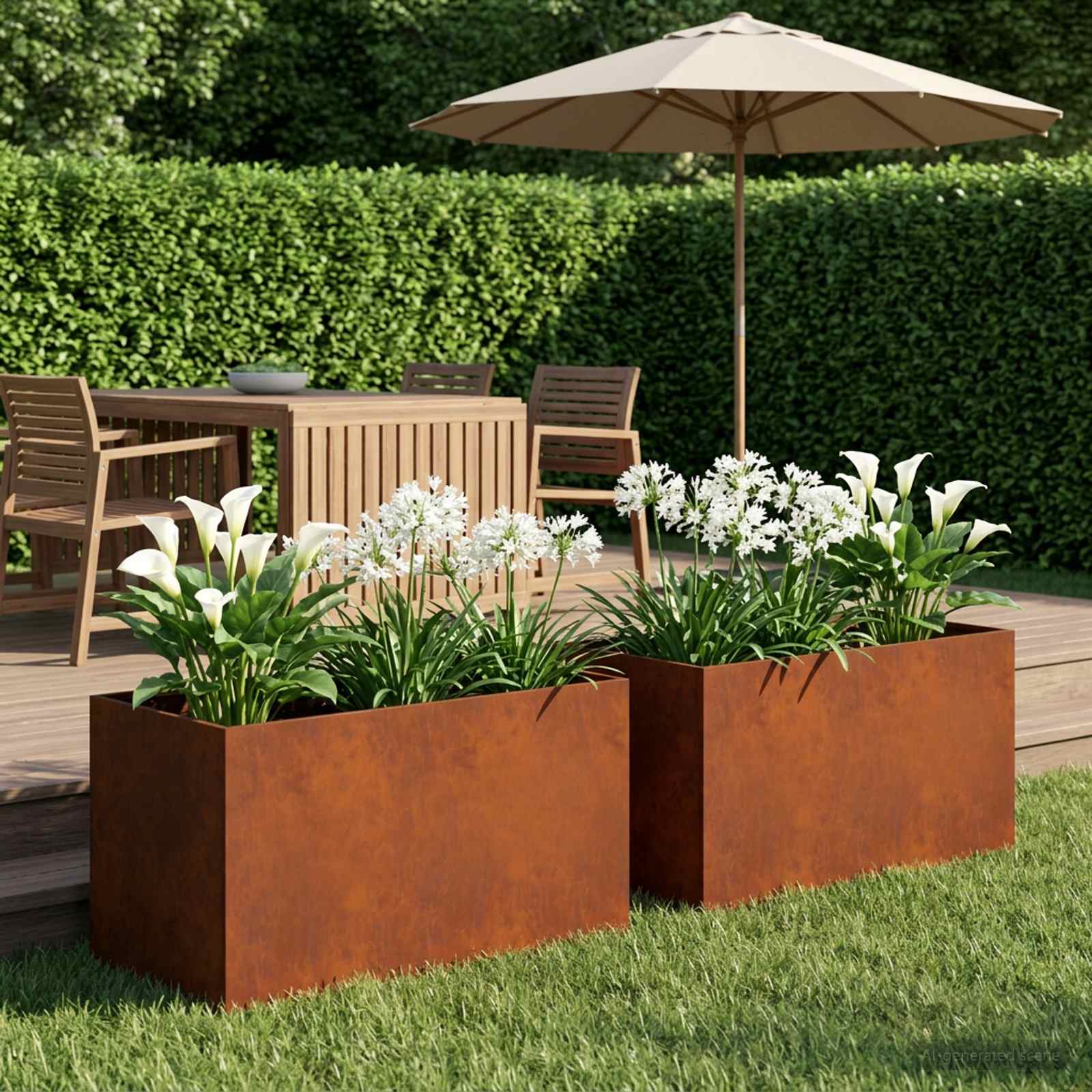 Garten-Pflanzgefäß 2 Stk. Rostoptik
