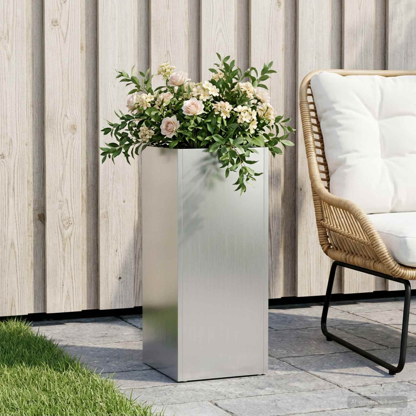 Garten-Pflanzgefäß Silber