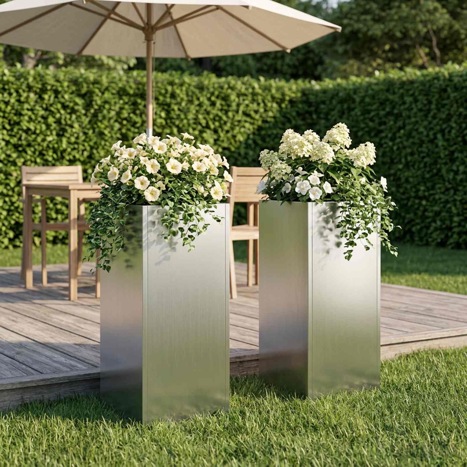Garten-Pflanzgefäß 2 Stk. Silber