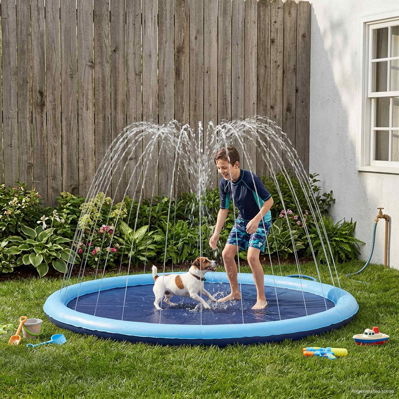 Planschbecken Für Kinder Und Hunde Blau Ø150 X 10 Cm Pvc