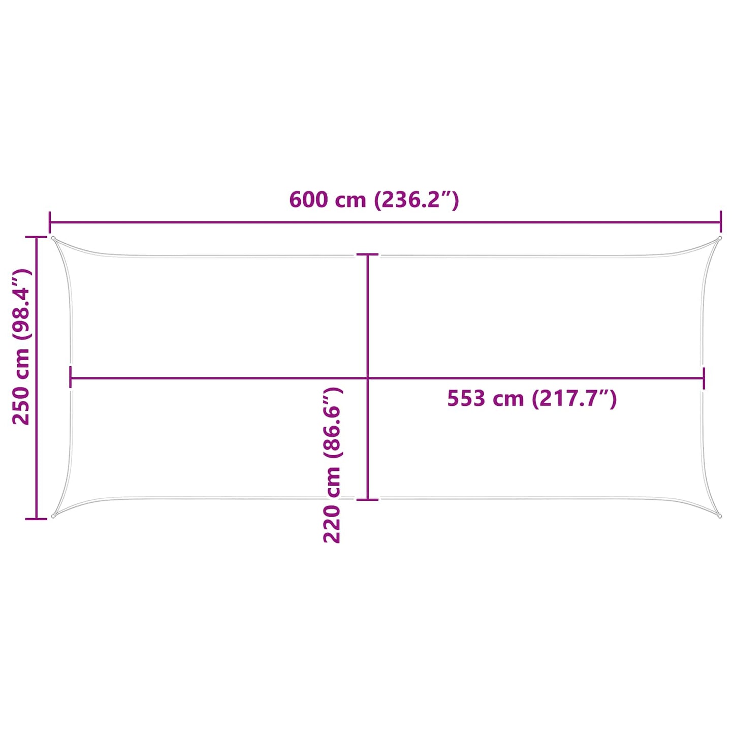 Sonnensegel 6 X 2,5 M 100 % Polyester Oxford Anthrazit