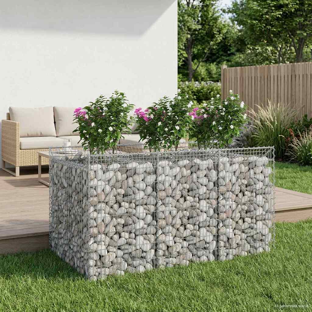Gabionen-Hochbeet 3 Pcs Silber