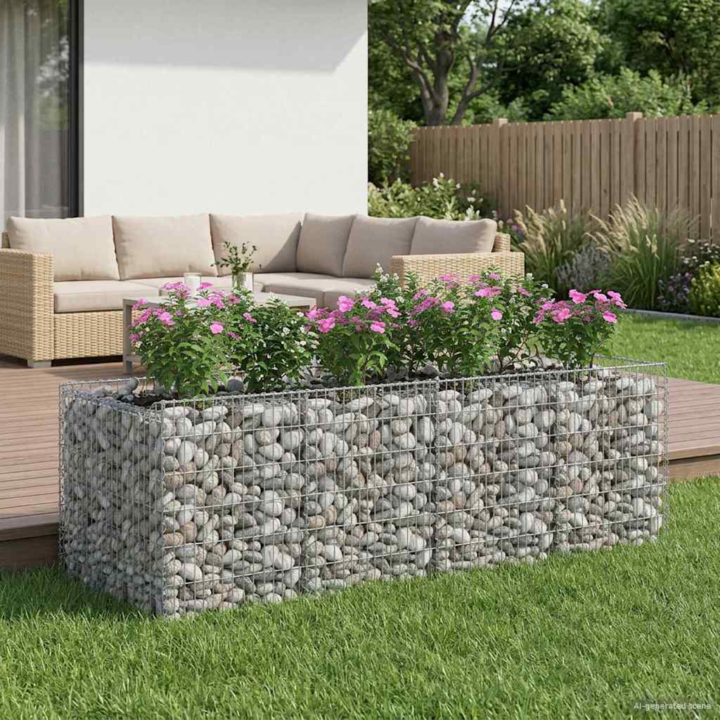 Gabionen-Hochbeet 3 Pcs Silber