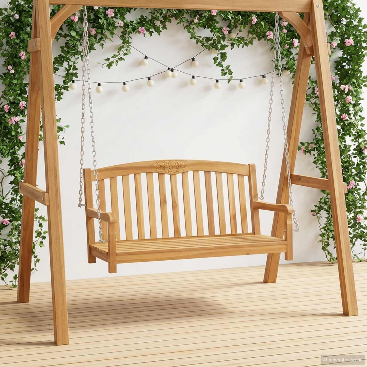Schaukelbank 114 X 60 X 60,5 Cm Massivholz Teak Natur